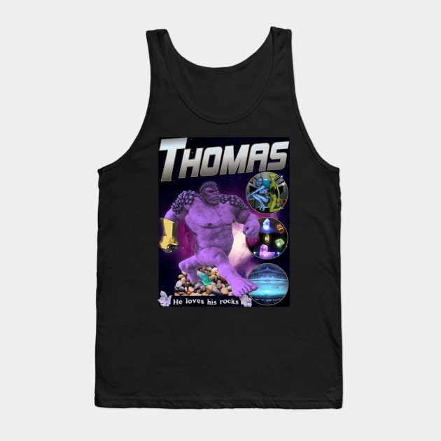 THOMAS *He Loves His Rocks* Knock Off Brand Parody Meme Spoof Super Hero Rap Tee Tank Top by blueversion